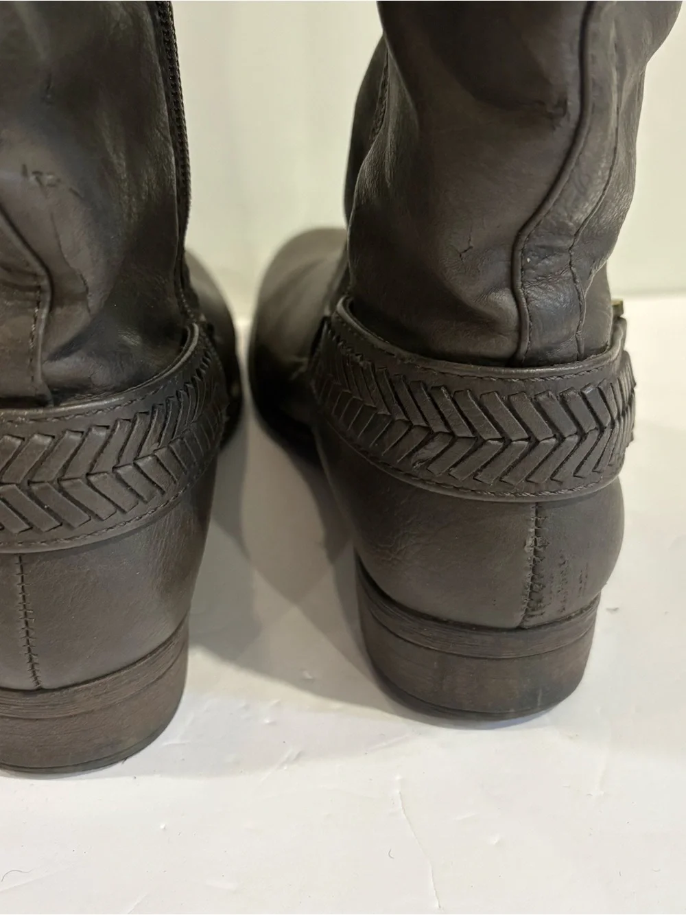 BASS‎ Adrina Gray Brown Tall Riding Boots Sz 7.5 Boho Equestrian Classic